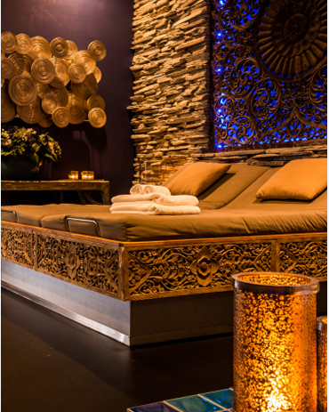 relaxing scene of beds in wellness Aartselaar hotel solhof